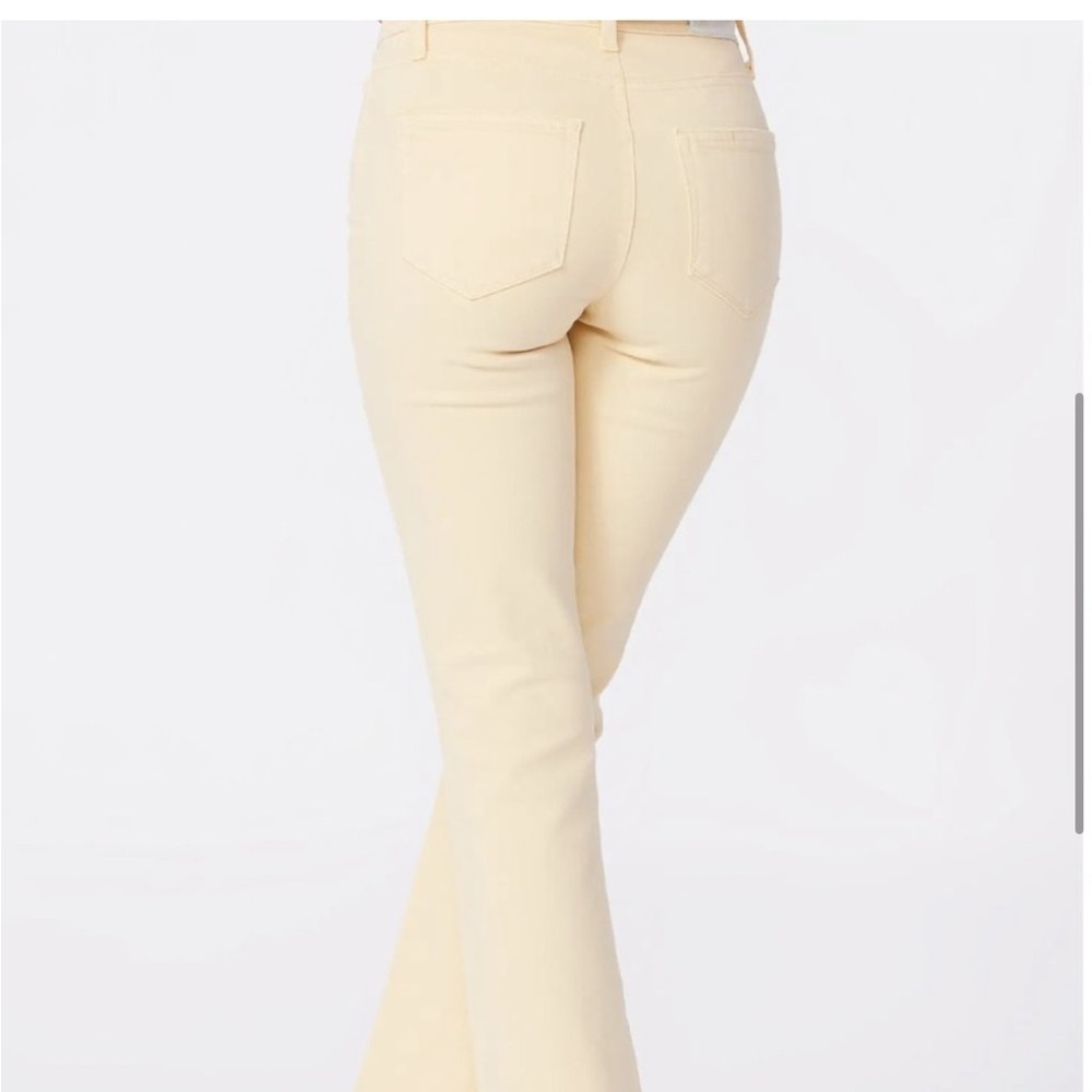Paige Butter Yellow Claudine Ankle Flare Denim Jeans Size 30 - Picture 3 of 12